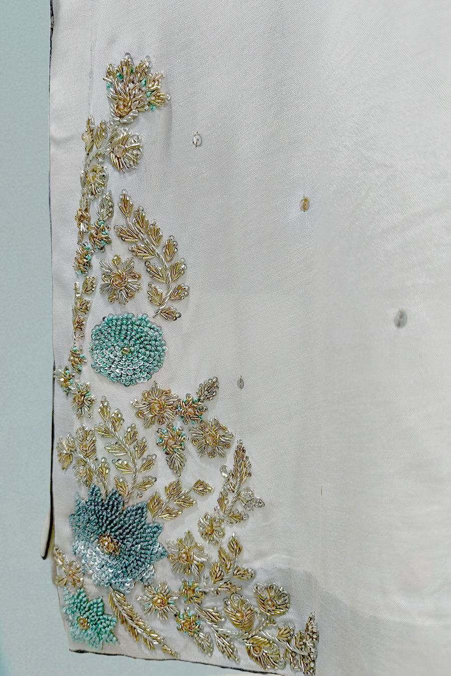 𝐙𝐀𝐑𝐐𝐀𝐀𝐒𝐇 Elegant Ivory &amp; Aqua Ensemble