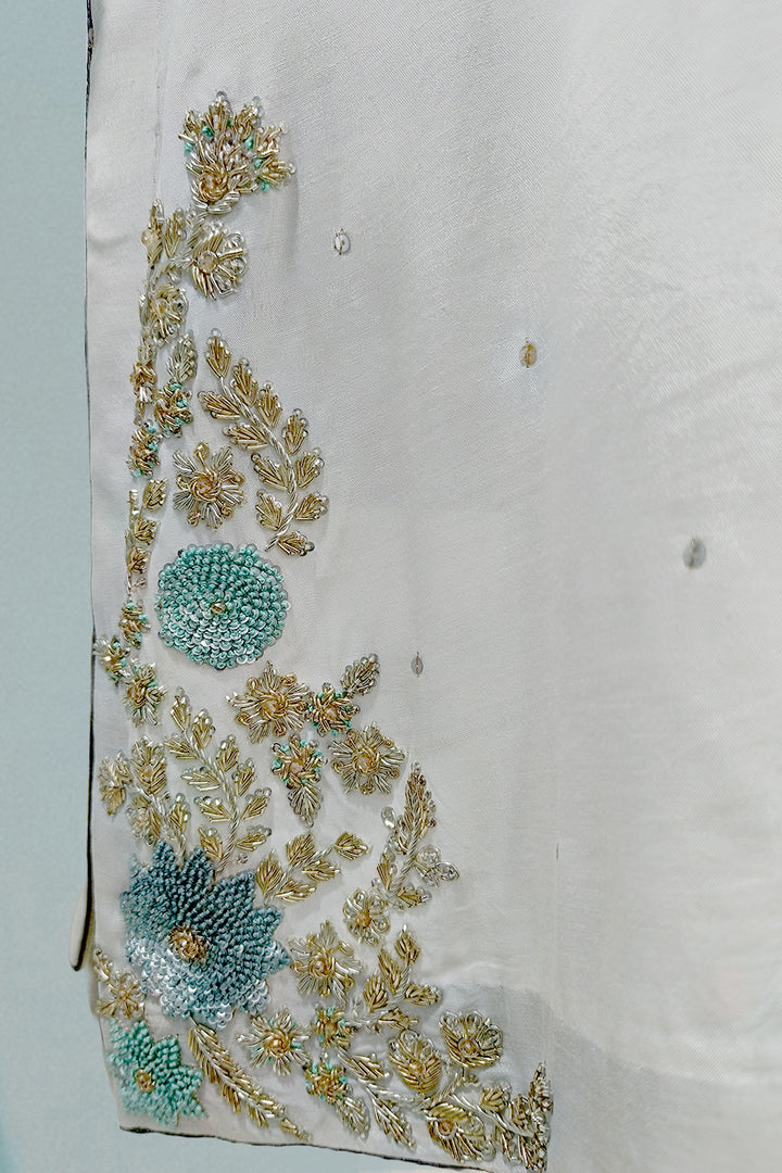 𝐙𝐀𝐑𝐐𝐀𝐀𝐒𝐇 Elegant Ivory &amp; Aqua Ensemble