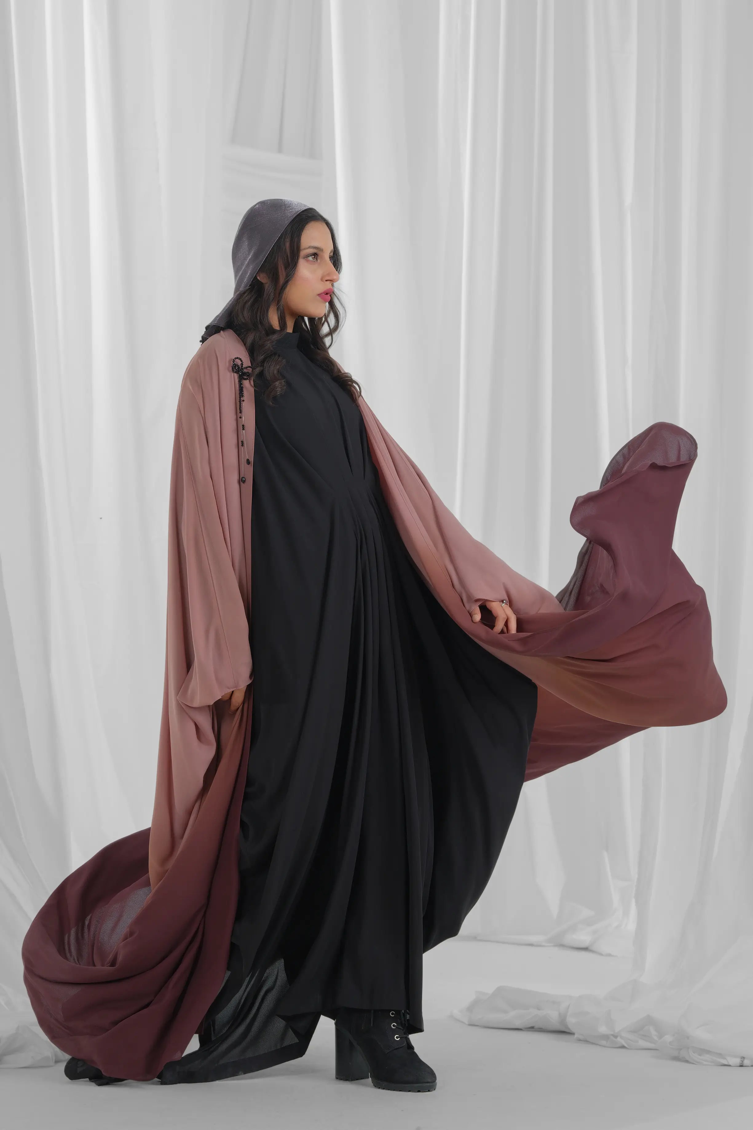 Umber & Camel Shrug Style Abaya
