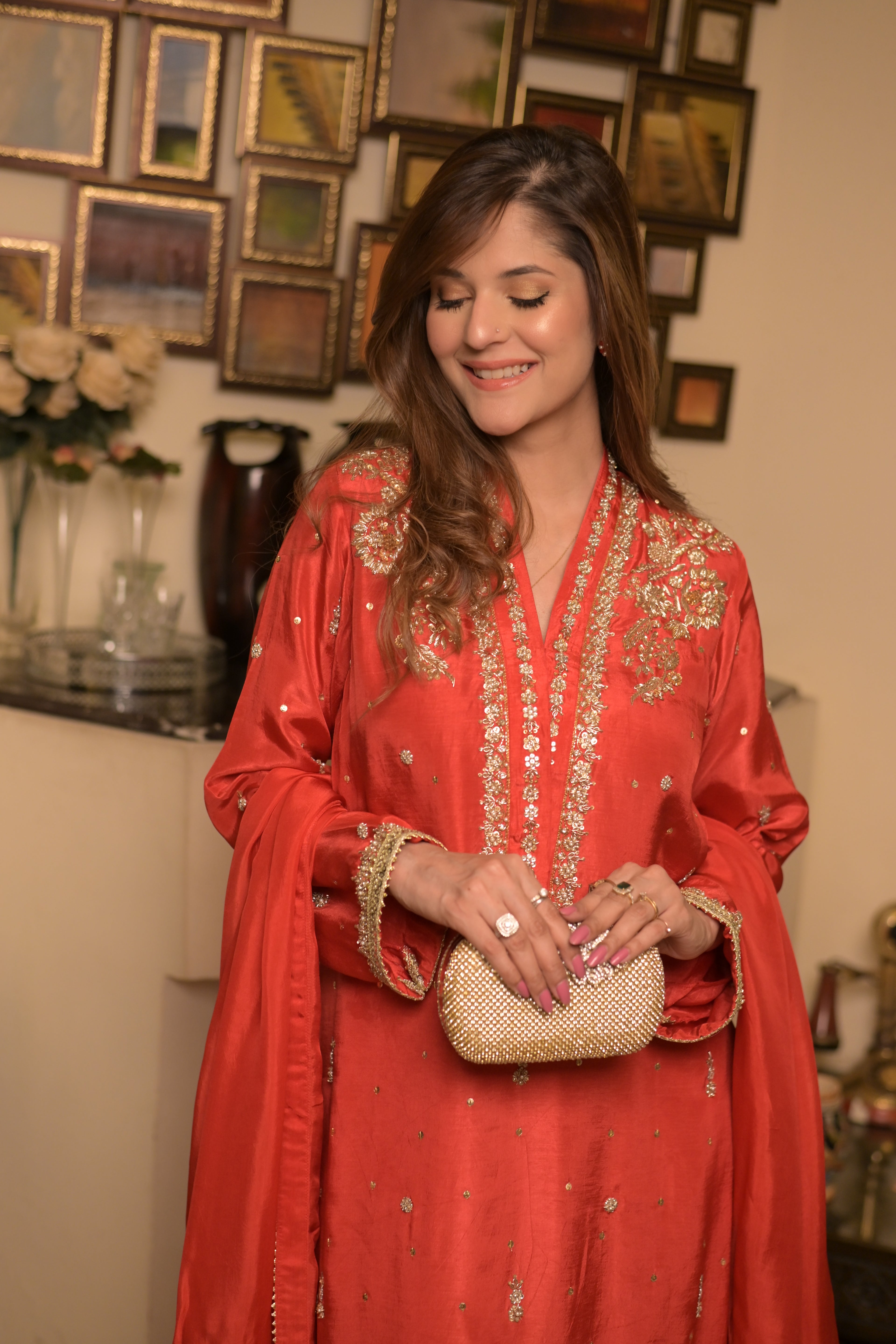 Radiant Red Embroidered Suit