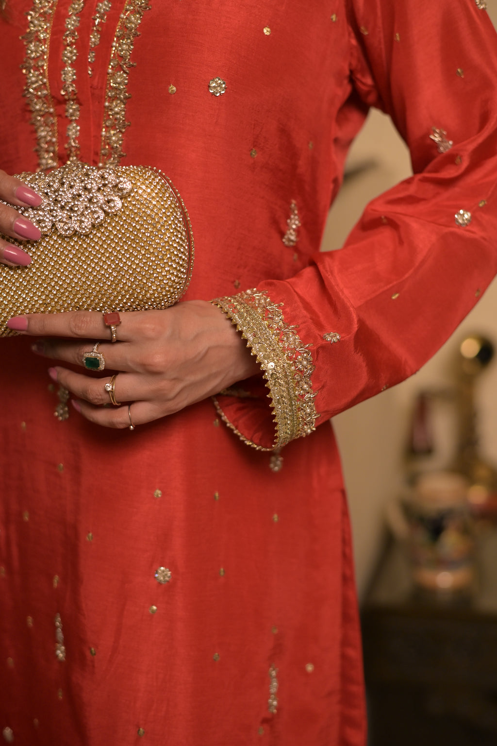 Radiant Red Embroidered Suit