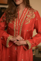 Radiant Red Embroidered Suit