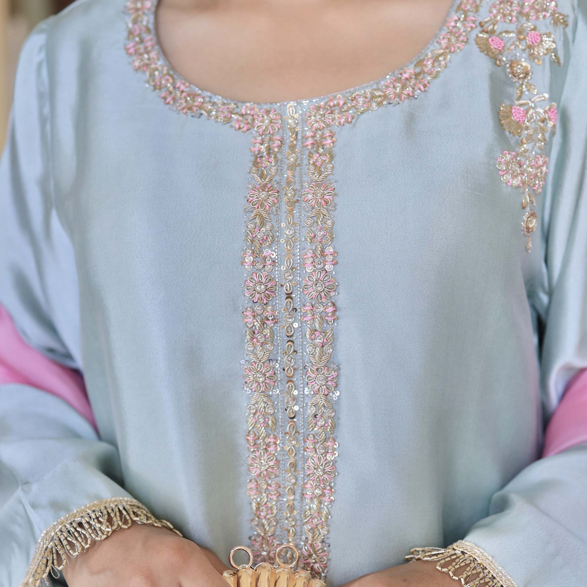Kinza – Embroidered Pastel Luxe Suit