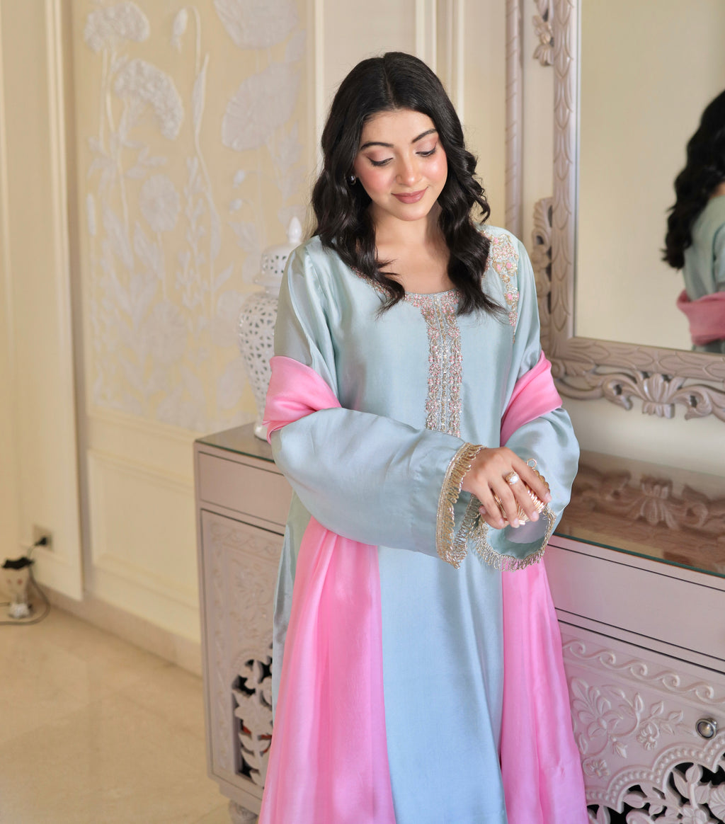 Kinza – Embroidered Pastel Luxe Suit