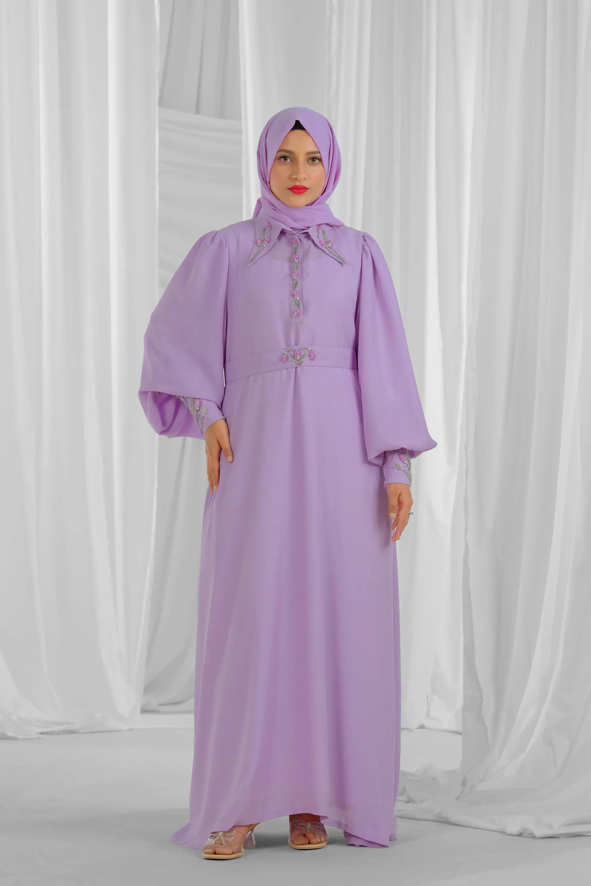 Lilac Handcrafted Abaya