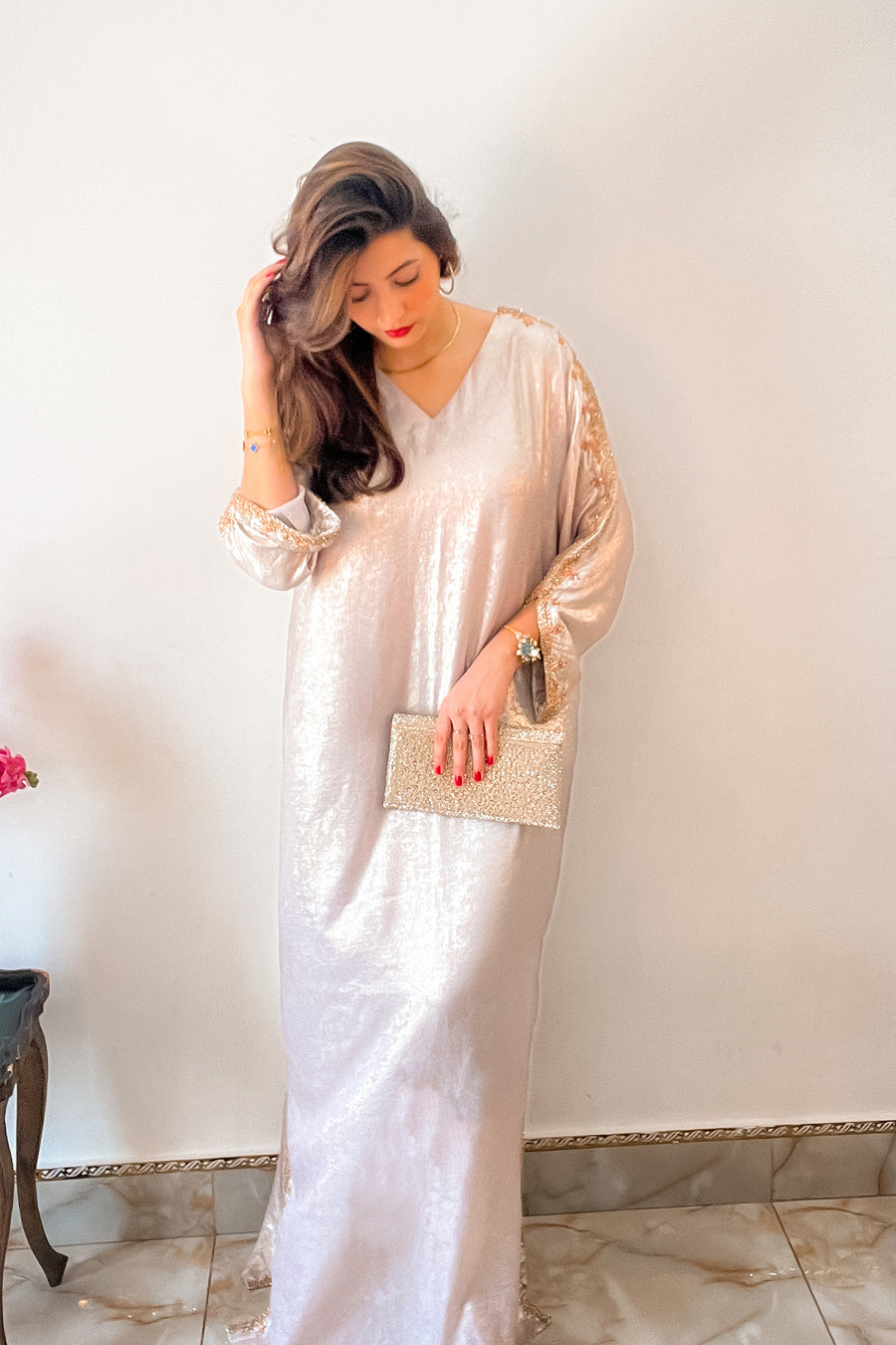 Airah Elegant Metallic Kaftan