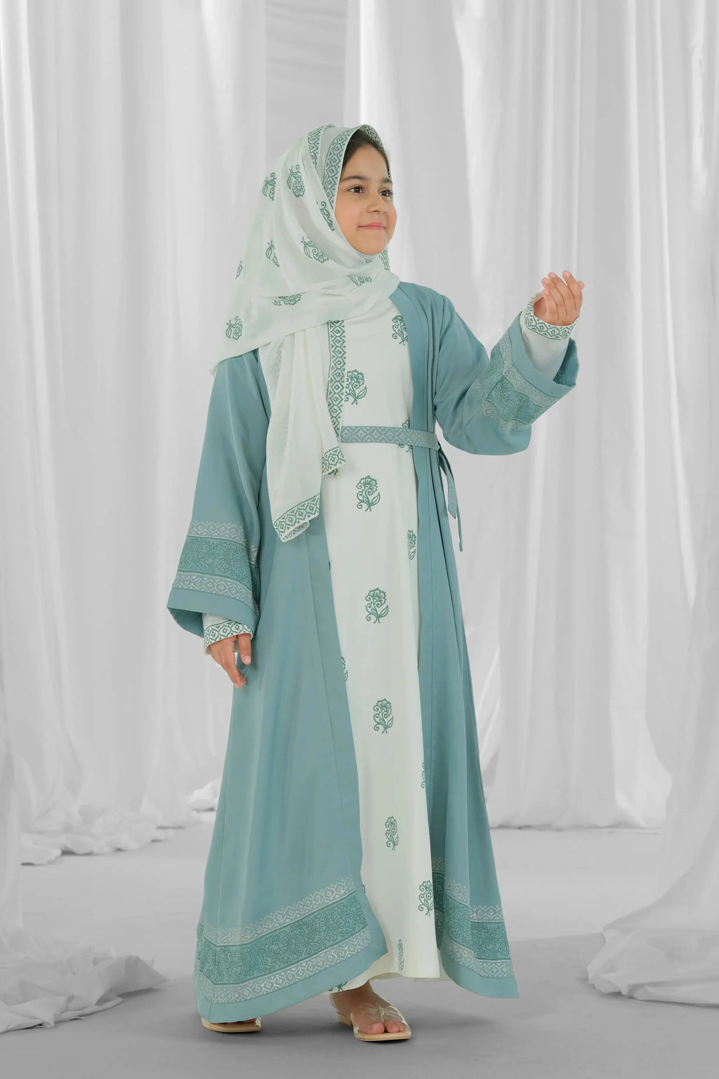 mint-green-and-white-block-print-kid-abaya-style-3