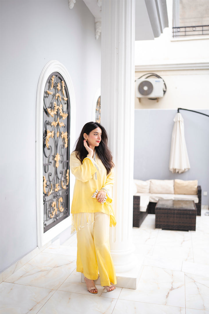 Noor-e-Zeest - Lemon Glow Pearl Tunic Set
