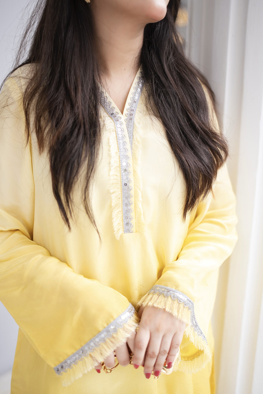 Noor-e-Zeest - Lemon Glow Pearl Tunic Set