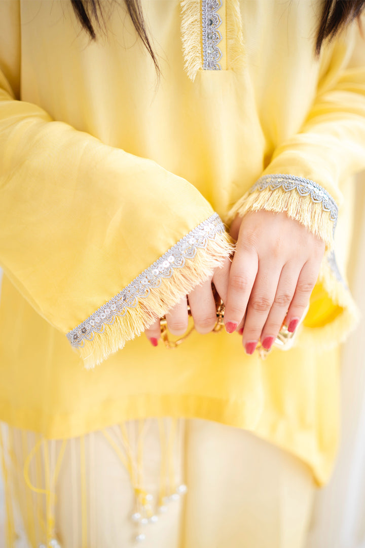 Noor-e-Zeest - Lemon Glow Pearl Tunic Set