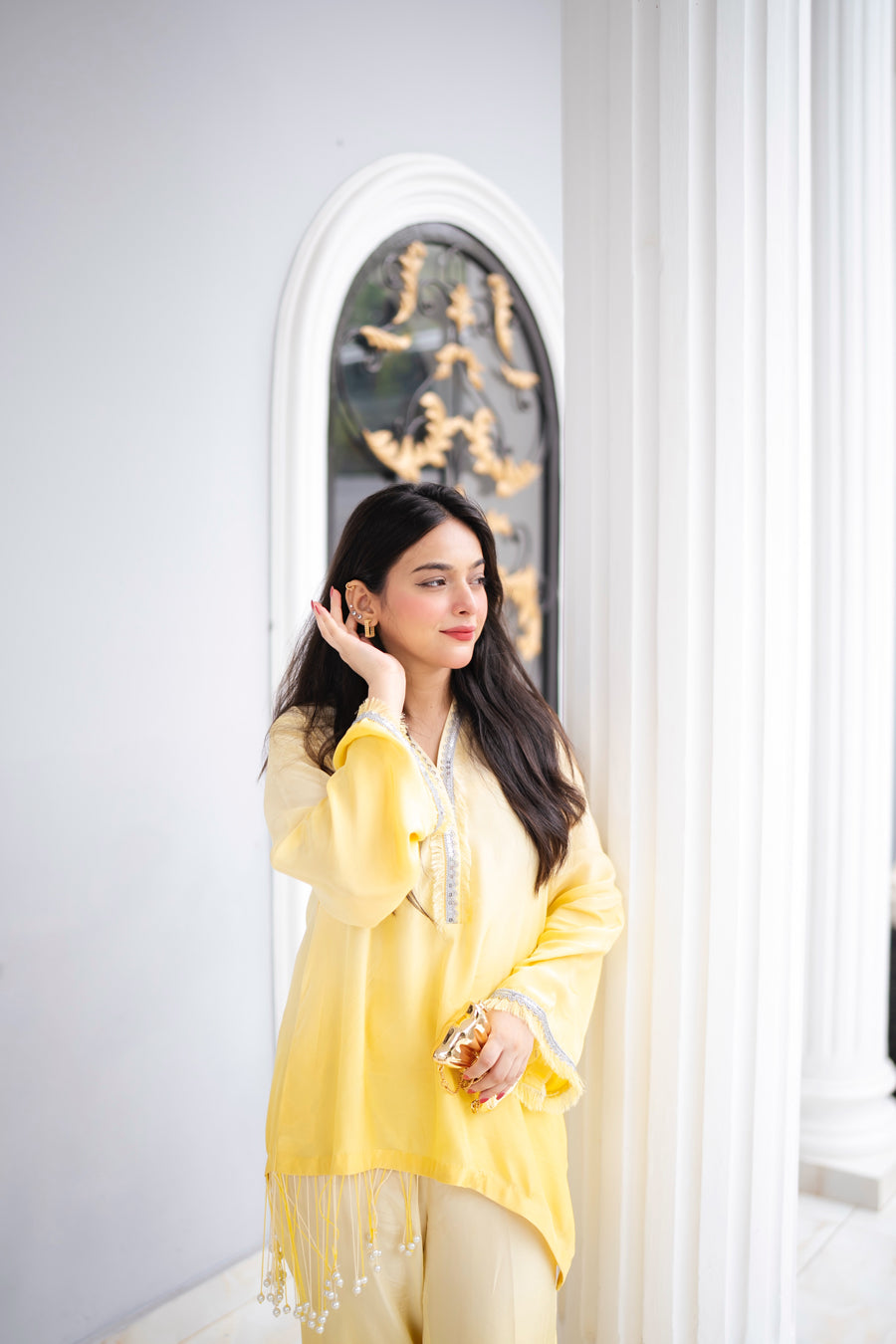 Noor-e-Zeest - Lemon Glow Pearl Tunic Set