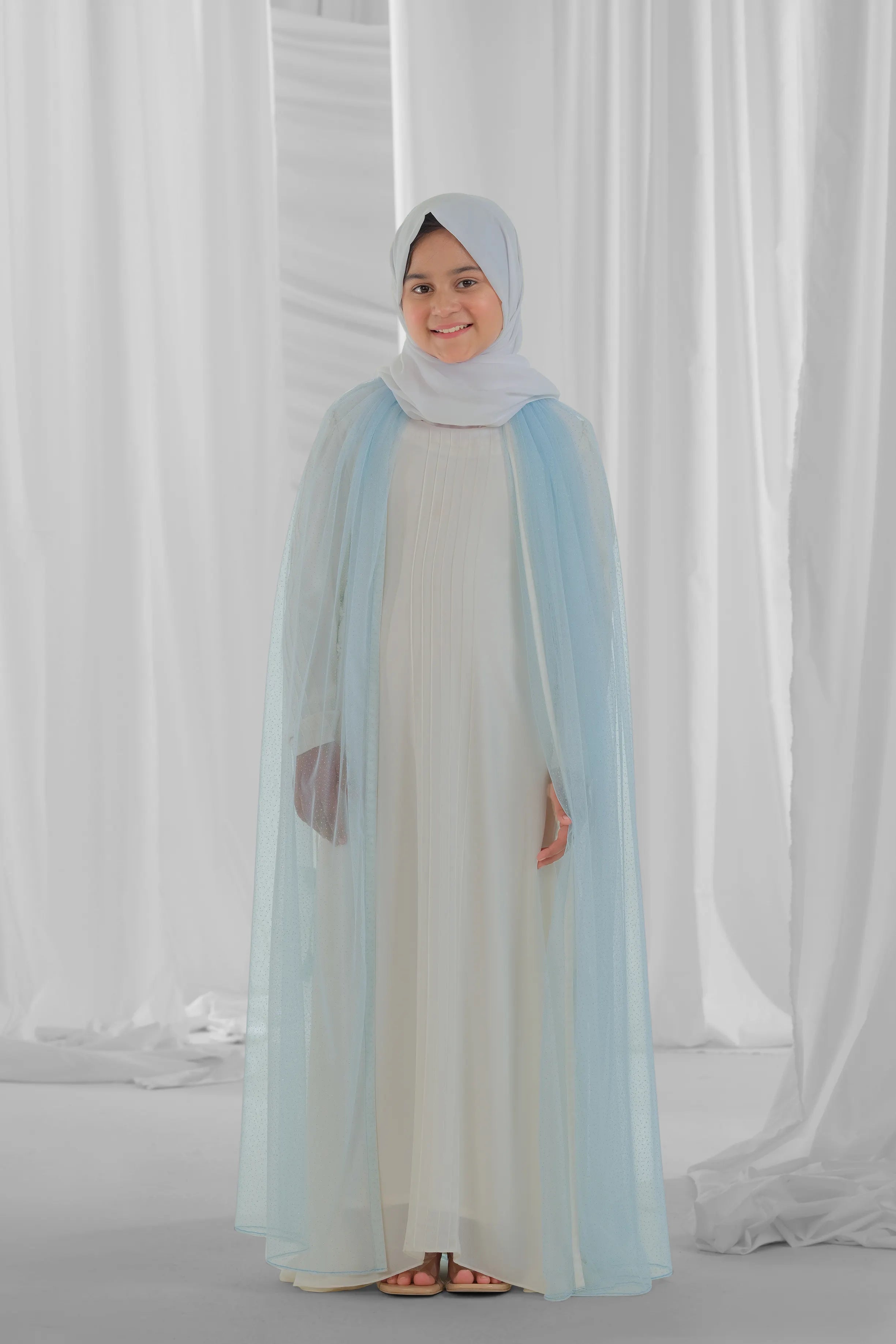 blue and white abaya for kid