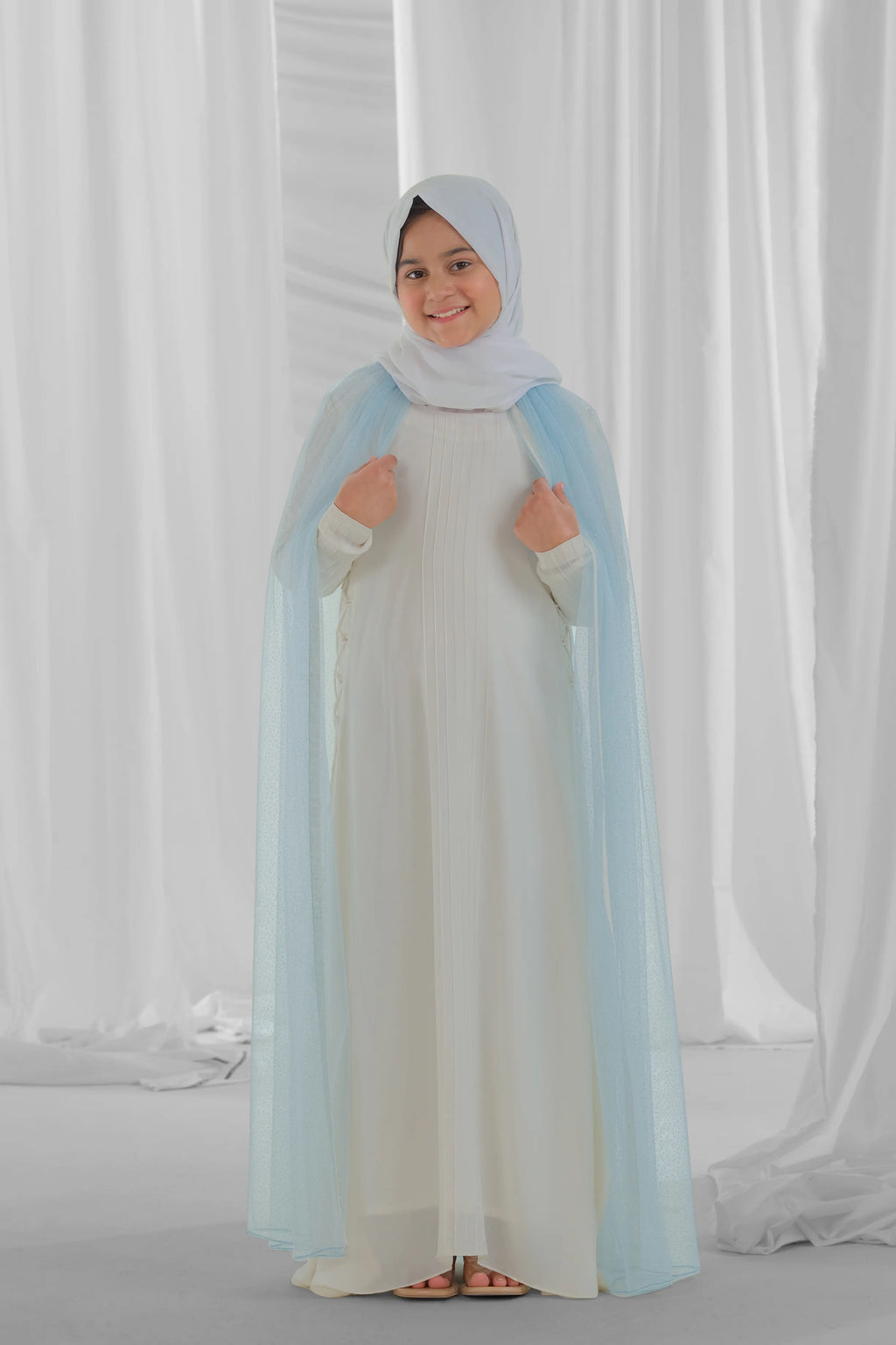 blue and white abaya for kid 3