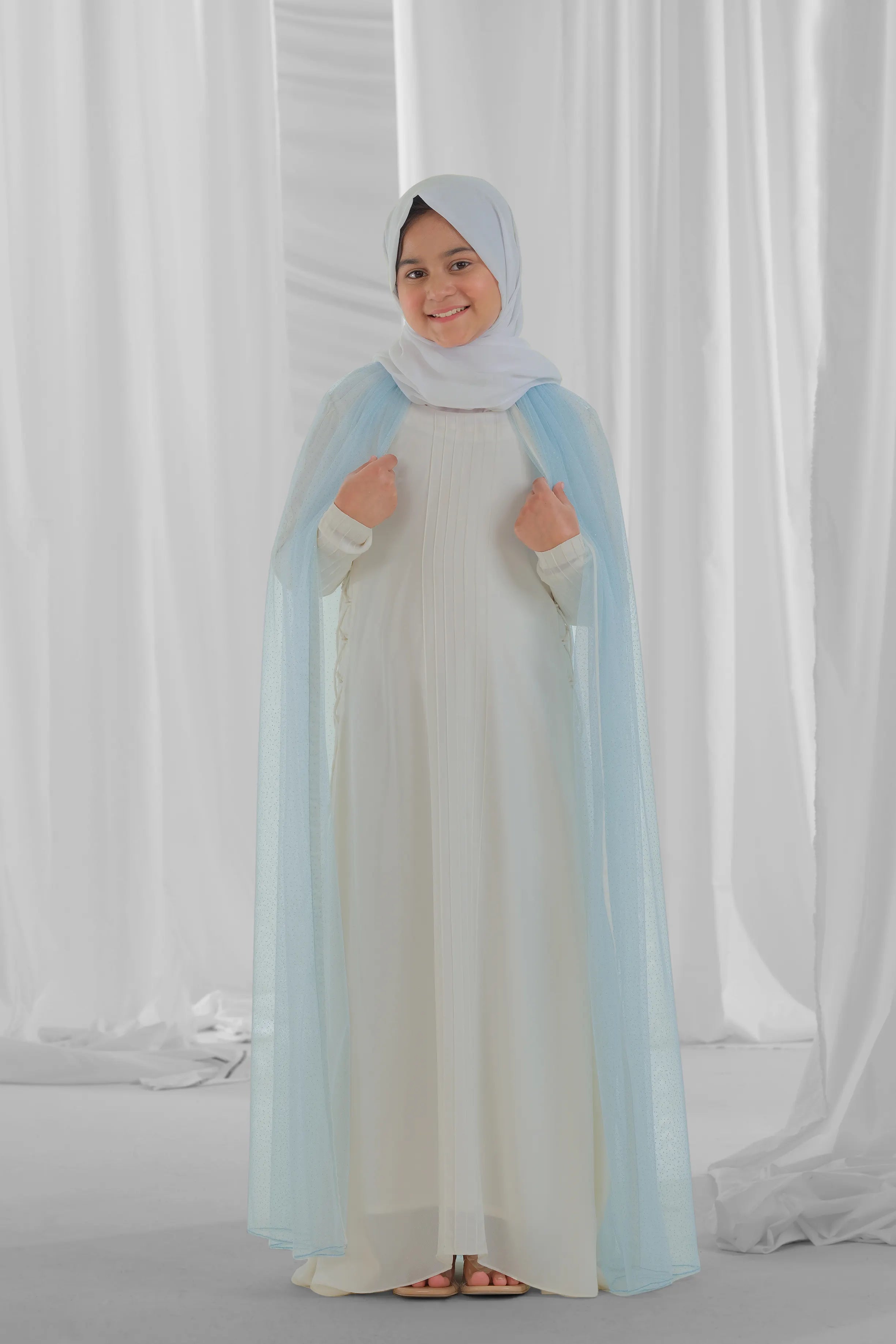 blue and white abaya for kid 3