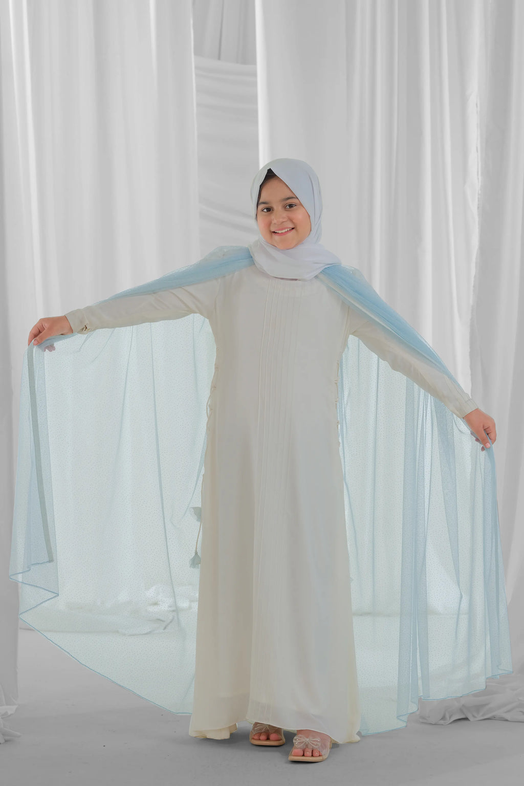 blue and white abaya for kid 5