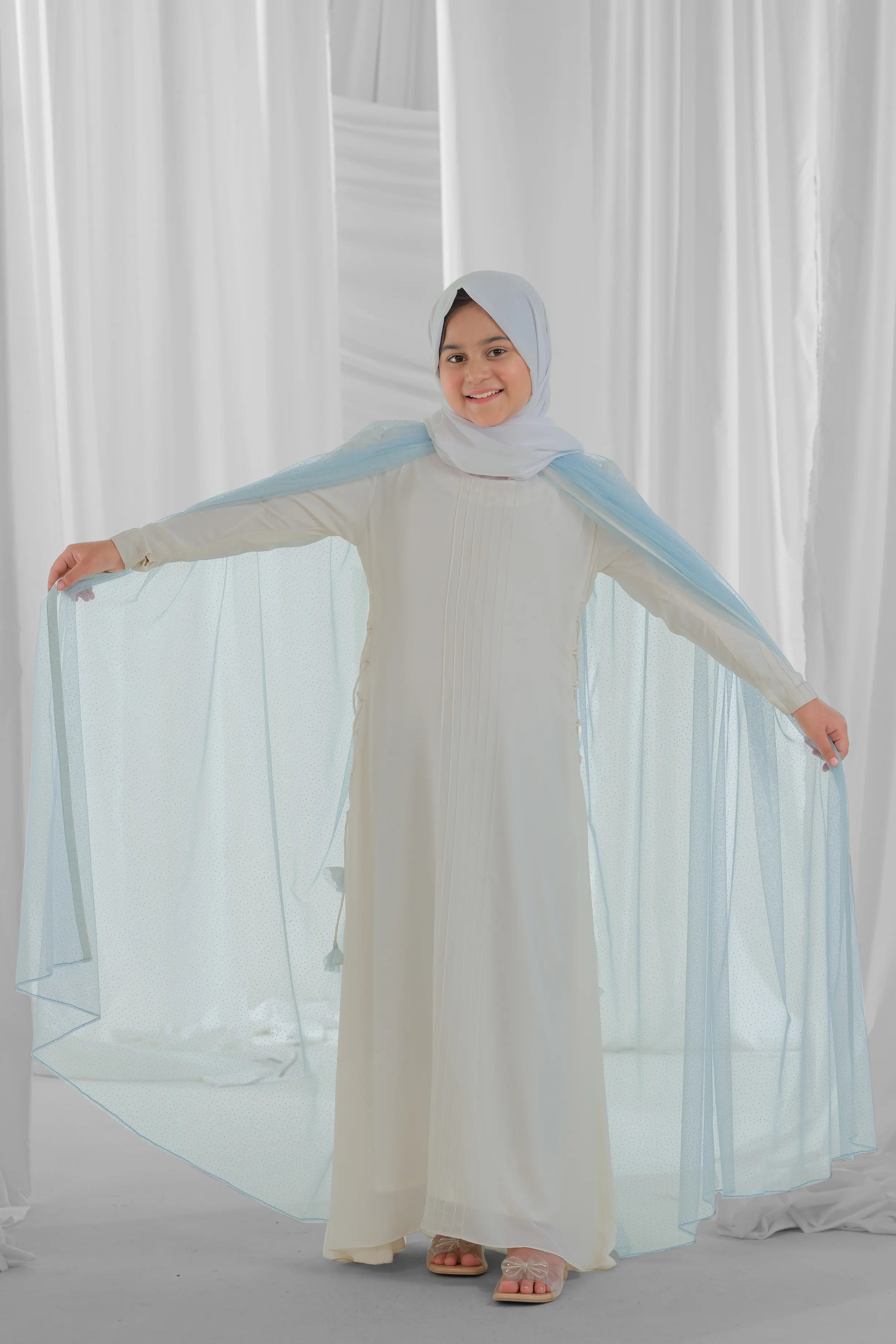 blue and white abaya for kid 5