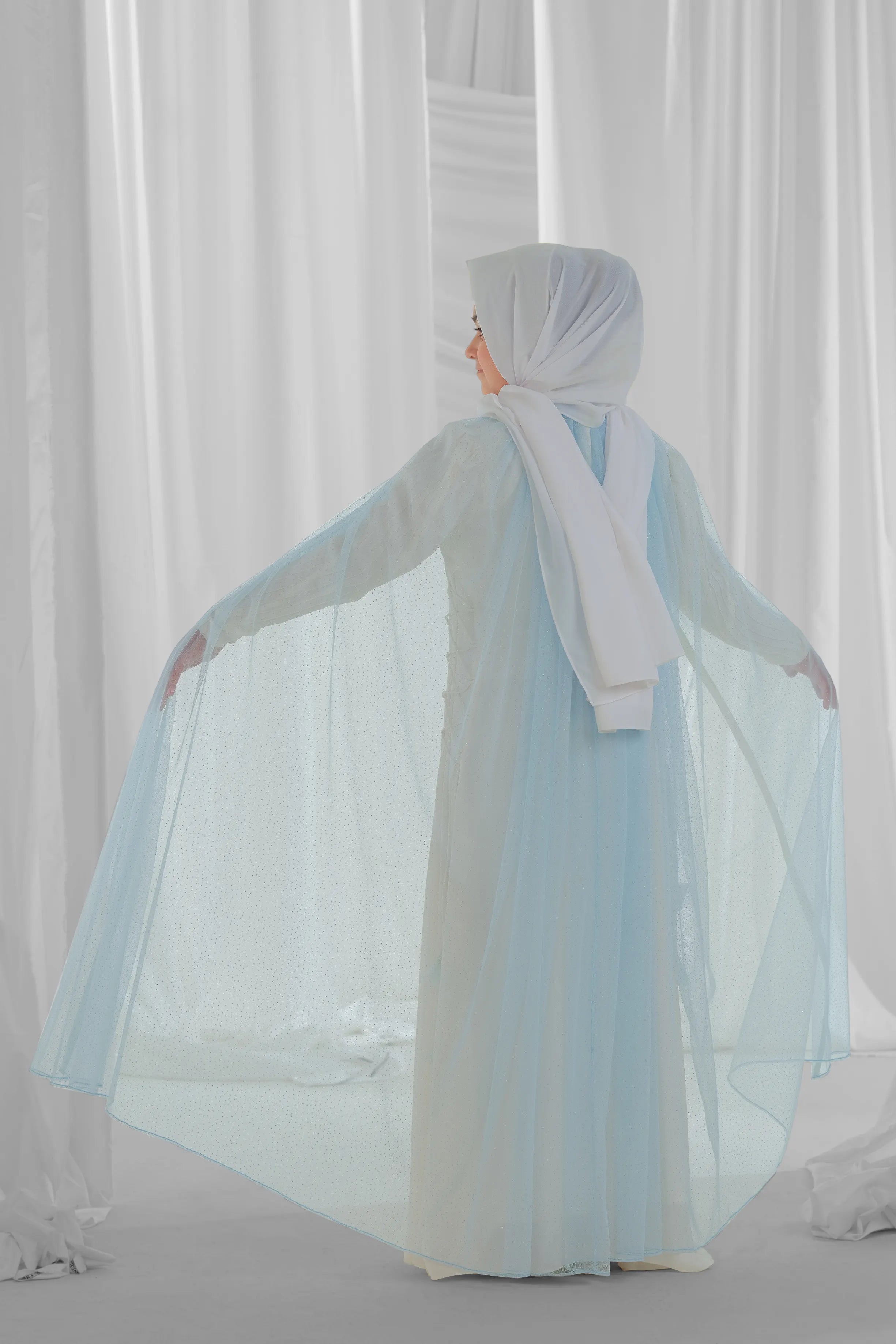 blue and white abaya for kid 4