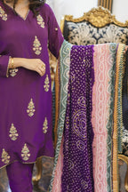 Royal Radiance - Bandhani Inspired Purple Set