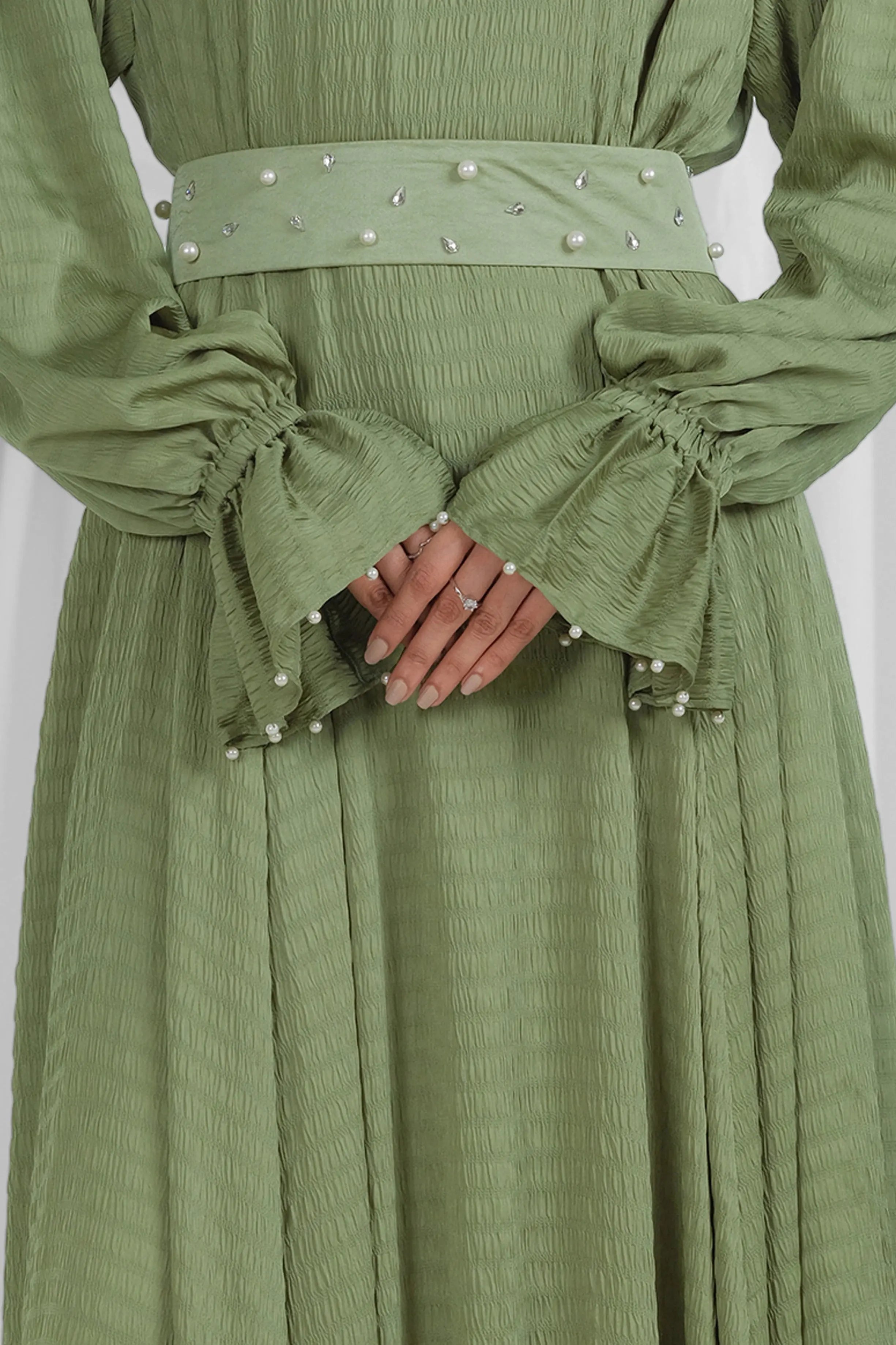 green-abaya-with-belt-4
