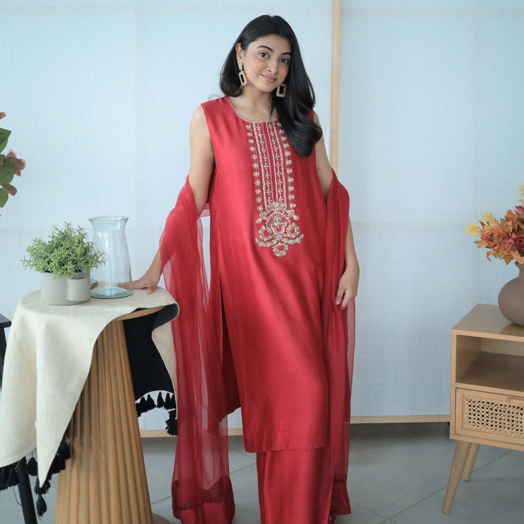 Laalima — Hand-Embroidered Korean Silk Ensemble