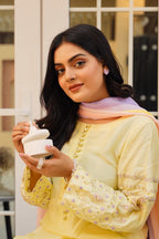 Soft Lemon Serenity - 3 Piece Embroidered Suit