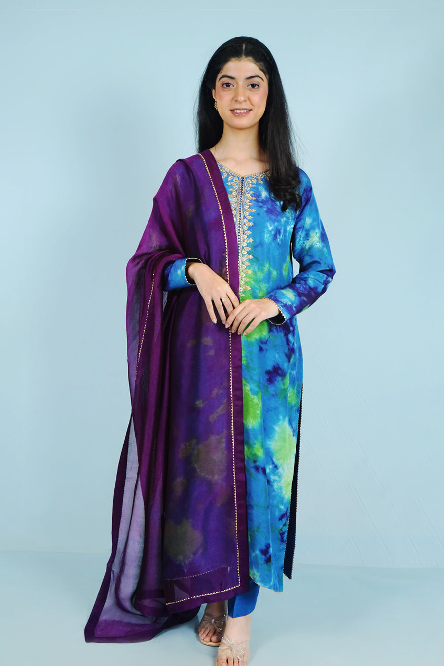 Indigo Bloom Tie-Dye Casual Set