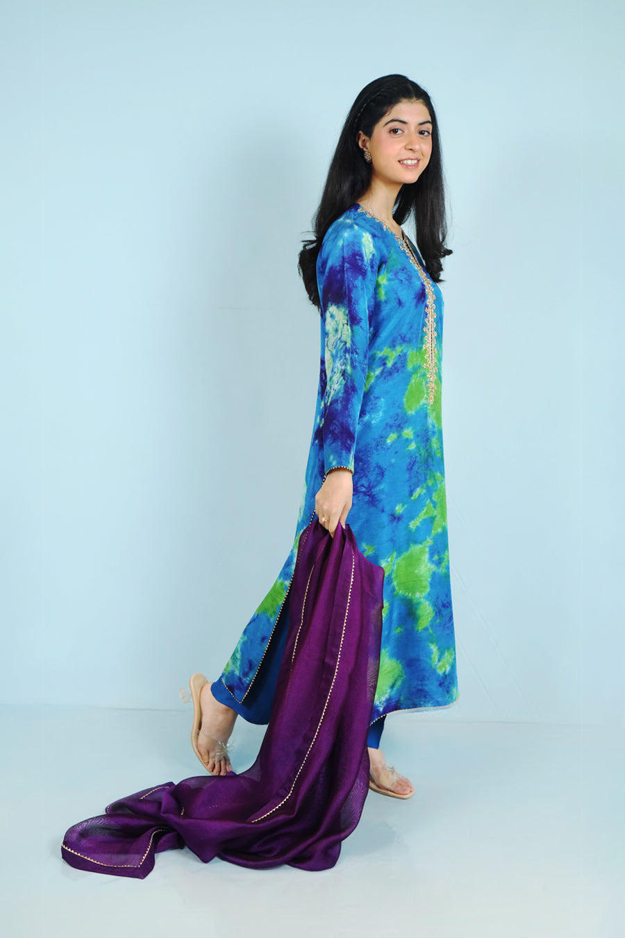 Indigo Bloom Tie-Dye Casual Set