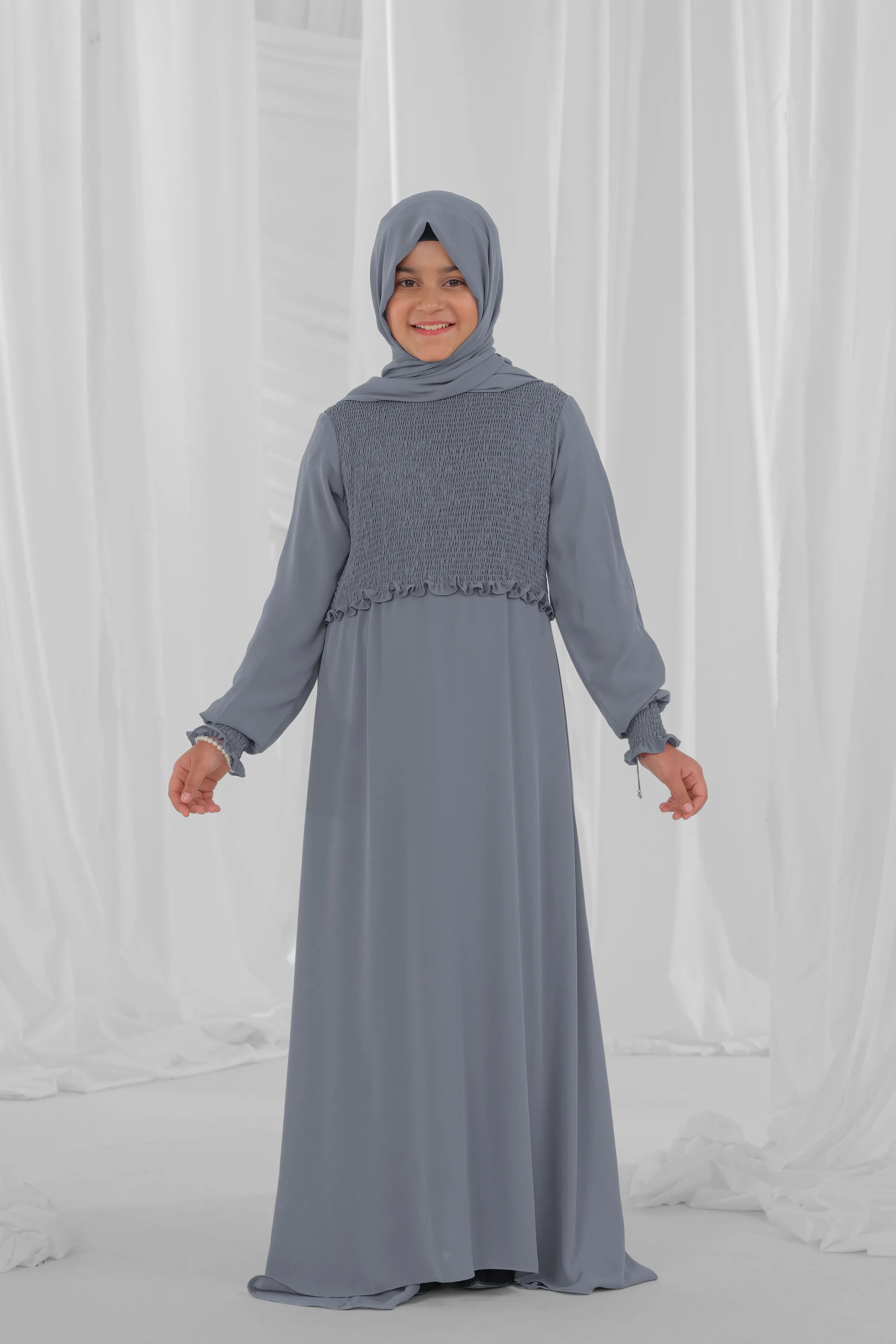 dark grey kid abayas