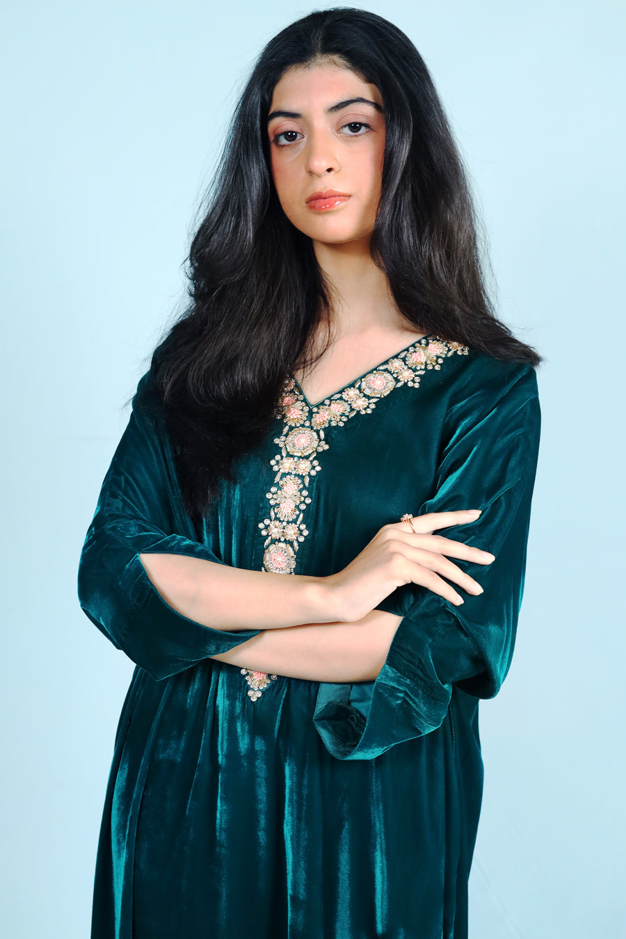Emerald Empress velvet dress kaftan