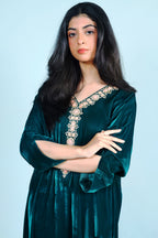 Emerald Empress velvet dress kaftan