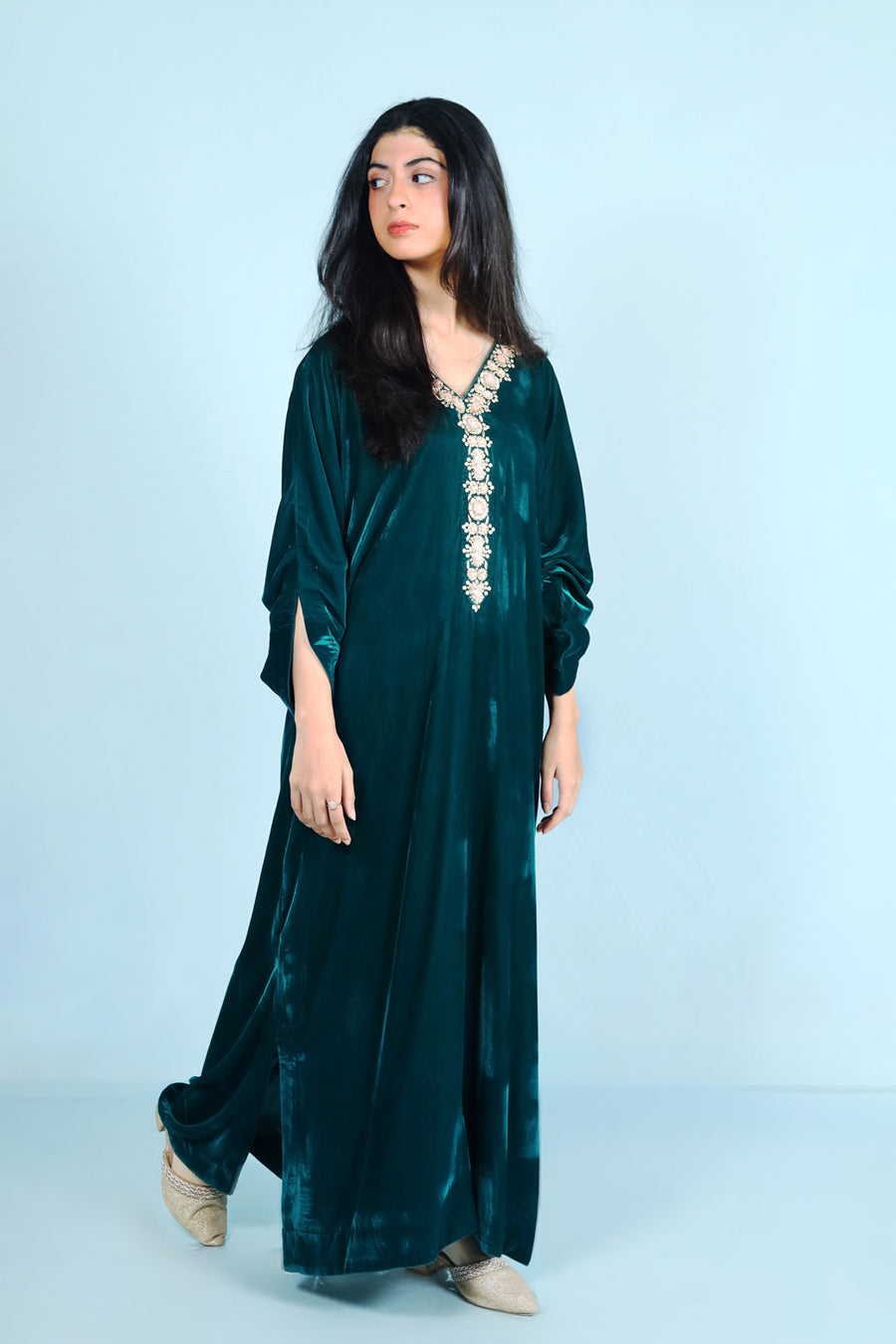 Emerald Empress velvet dress kaftan