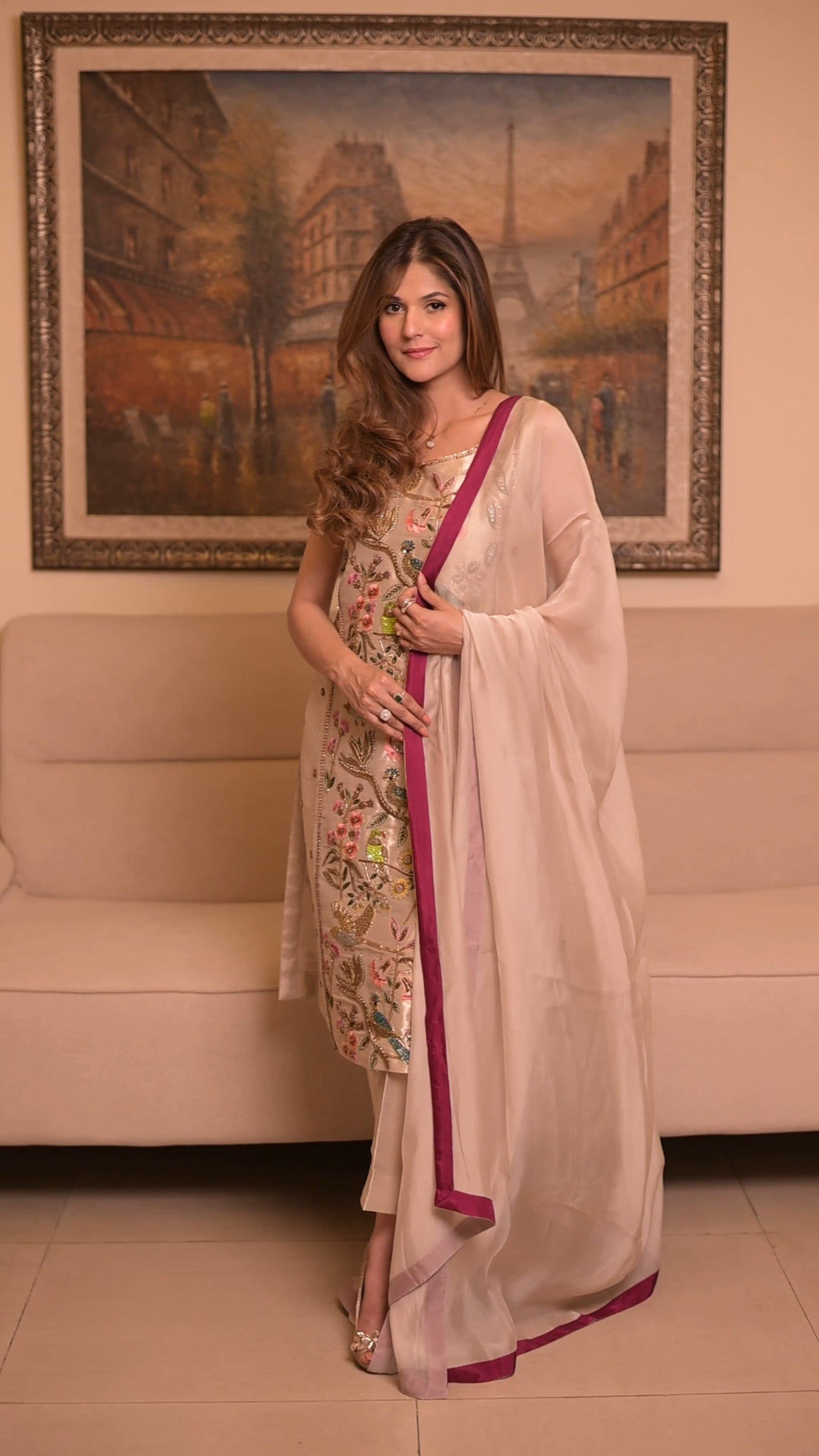 Ivory Bloom – Premium Embroidered 3 Piece Suit