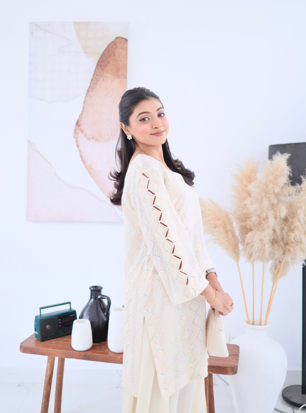 Ivory Chikankari Grace Set