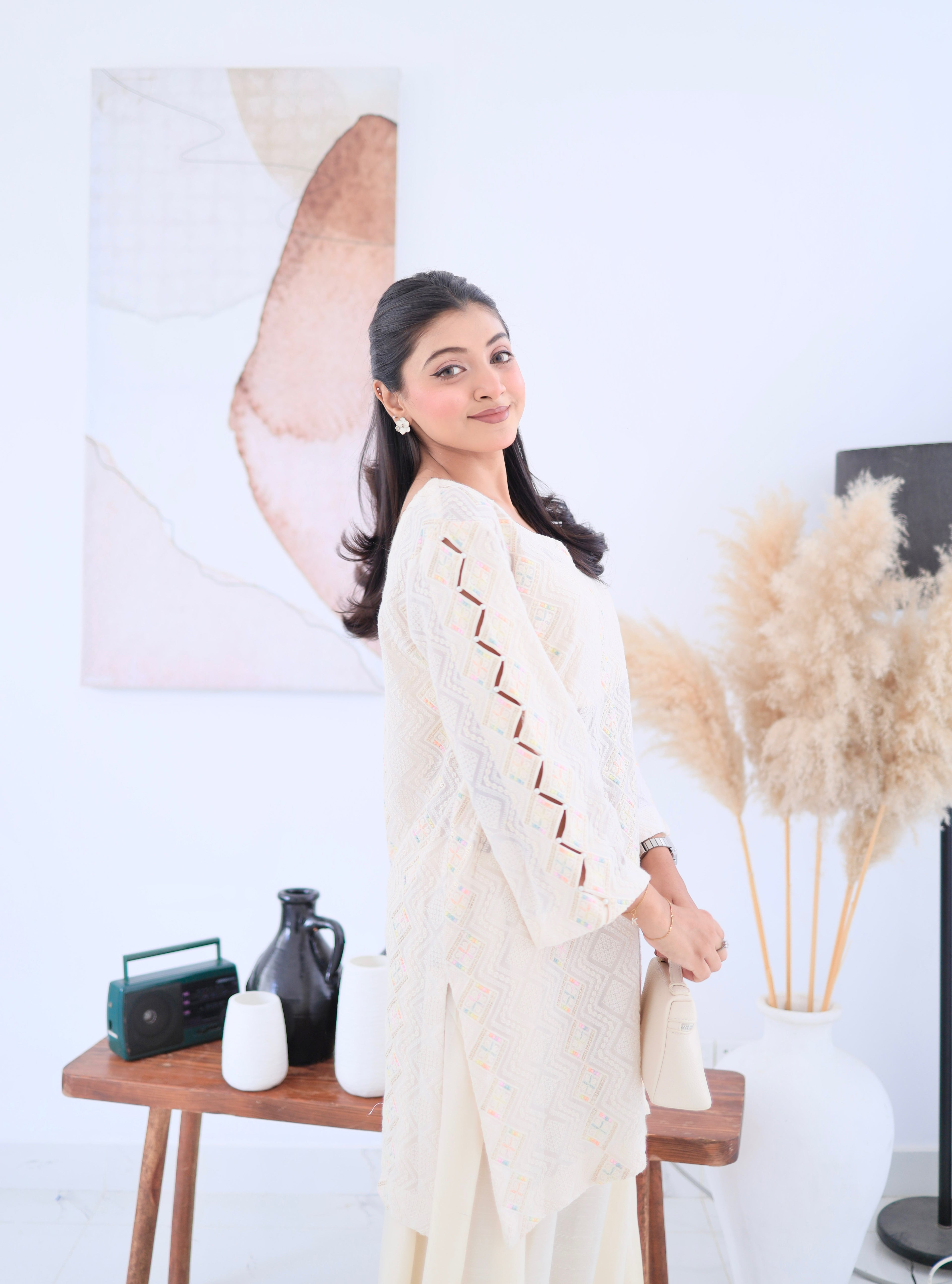 Ivory Chikankari Grace Set