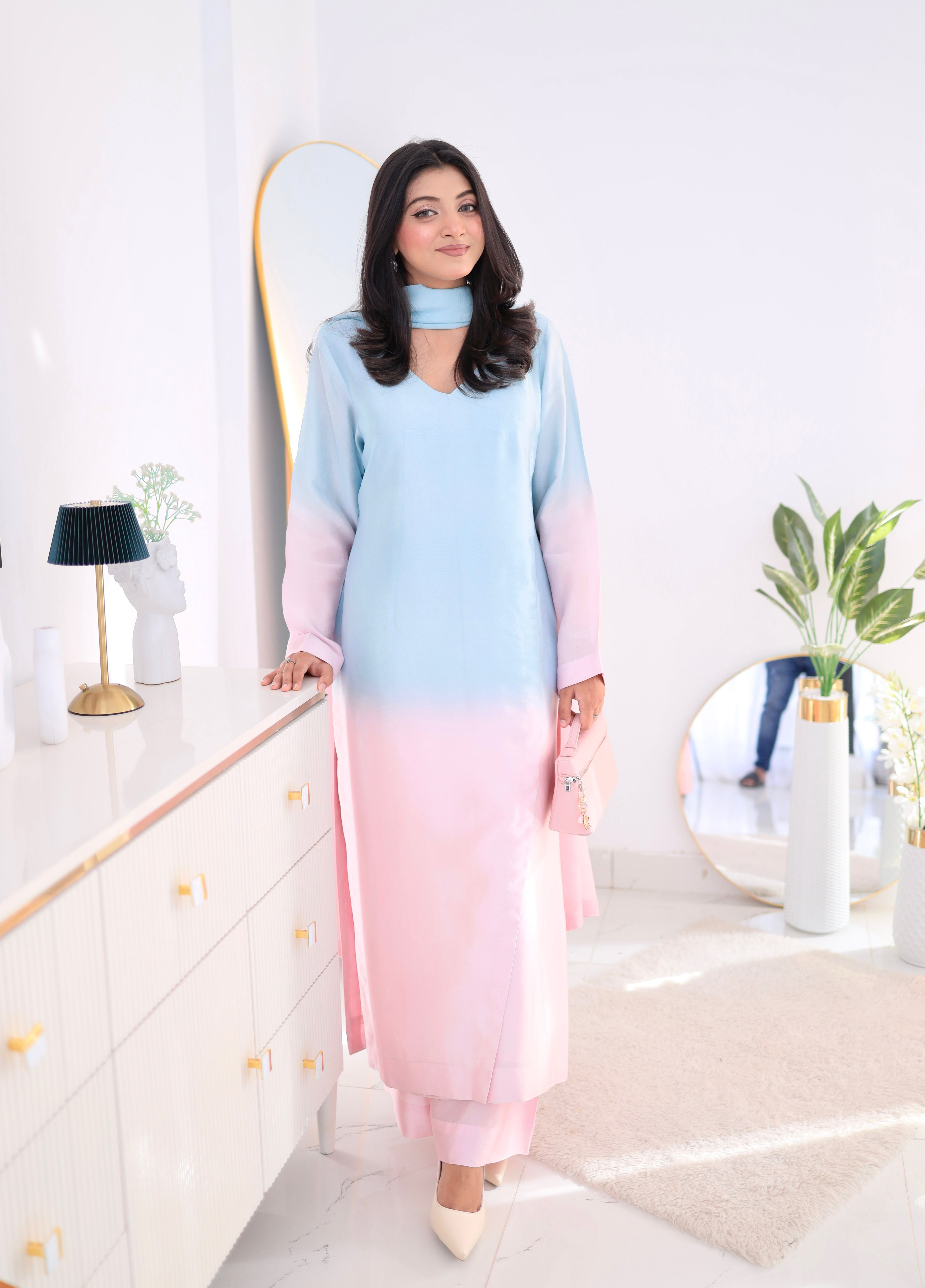 Rosé Skies – Ombre Pastel 3-Piece Suit