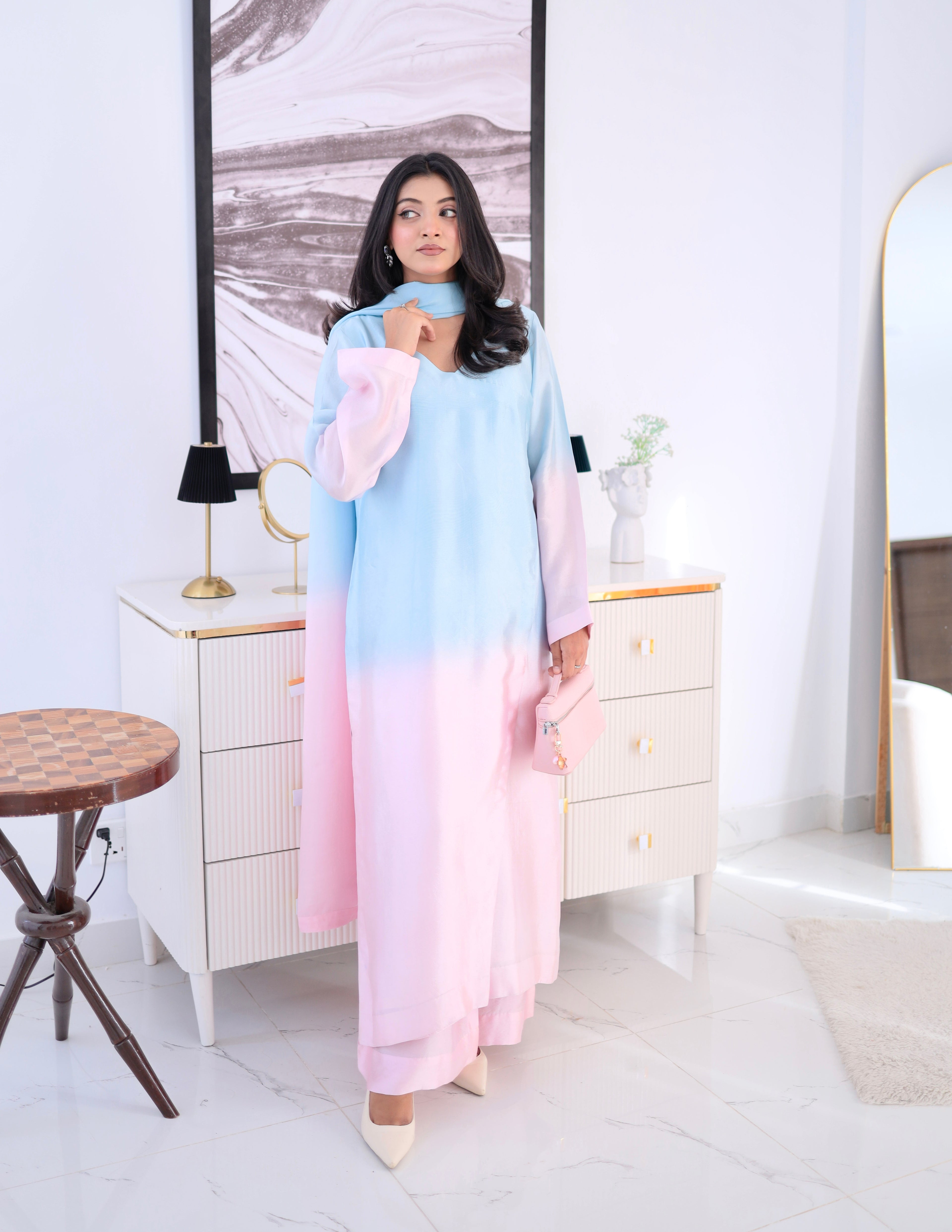Rosé Skies – Ombre Pastel 3-Piece Suit