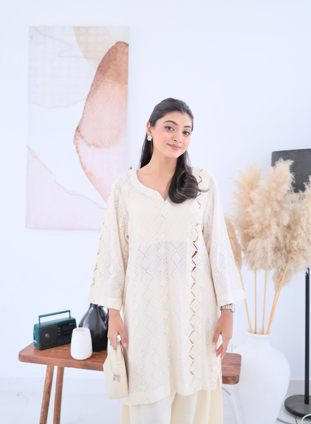 Ivory Chikankari Grace Set