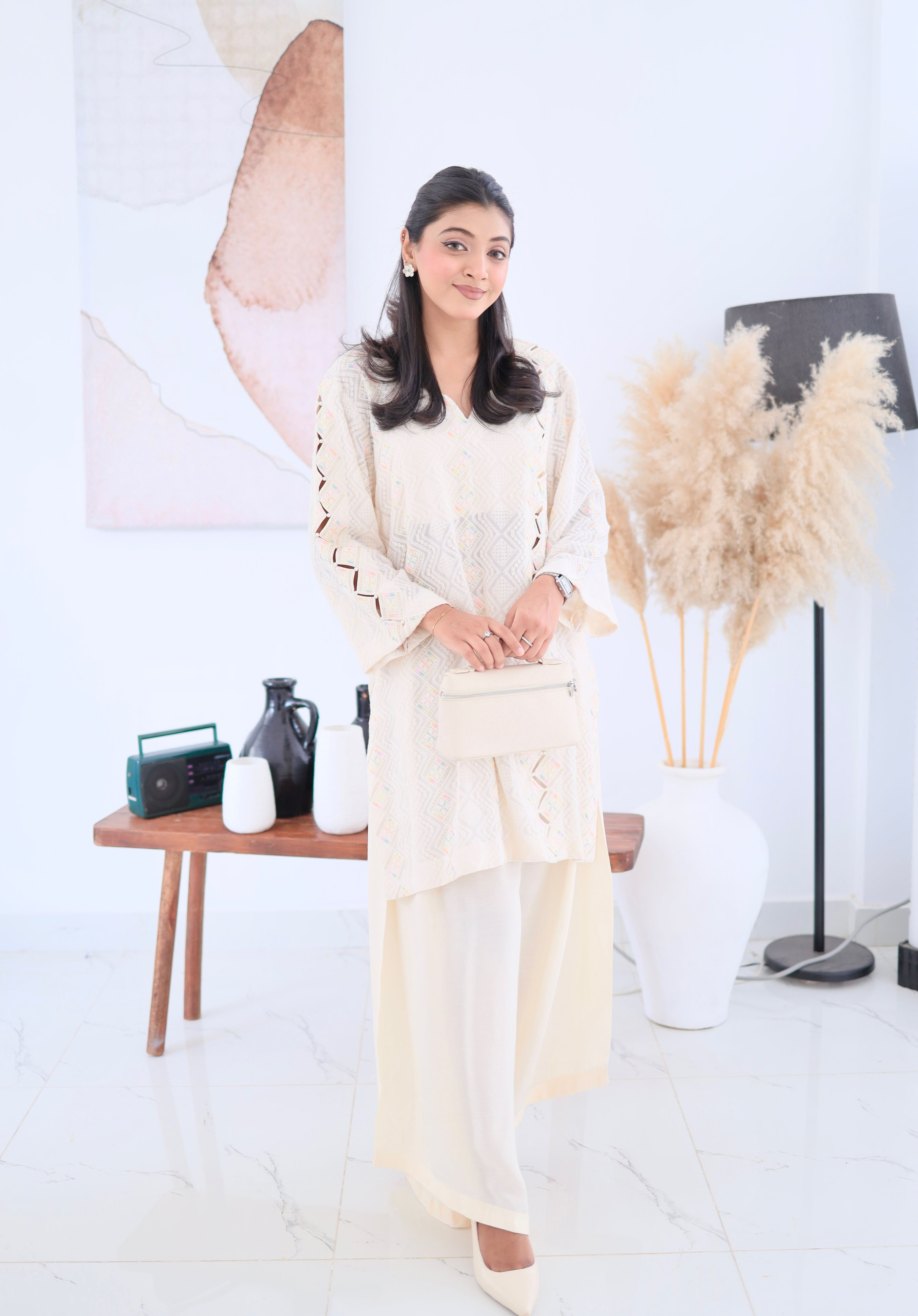 Ivory Chikankari Grace Set