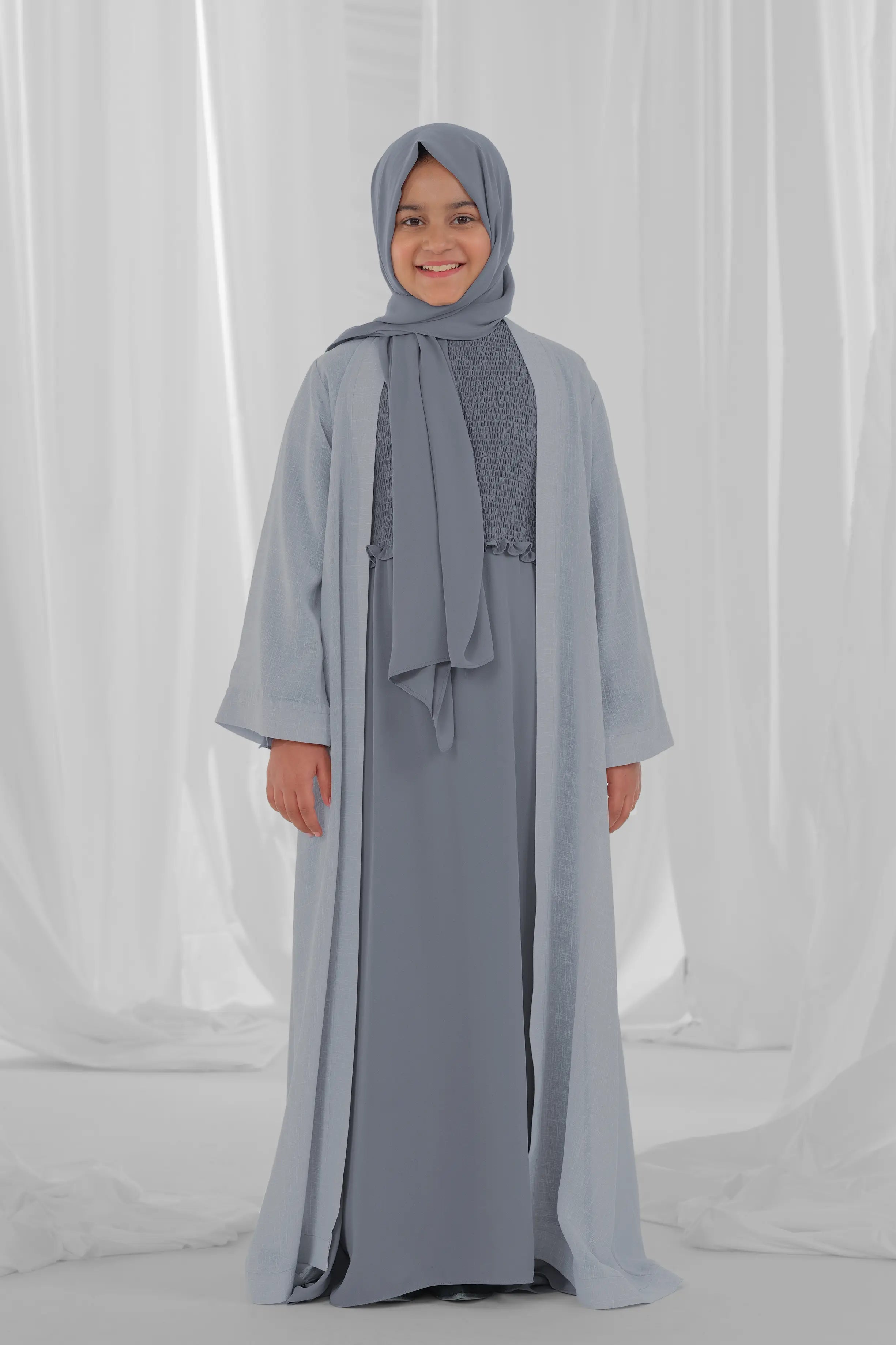 light grey kid abaya