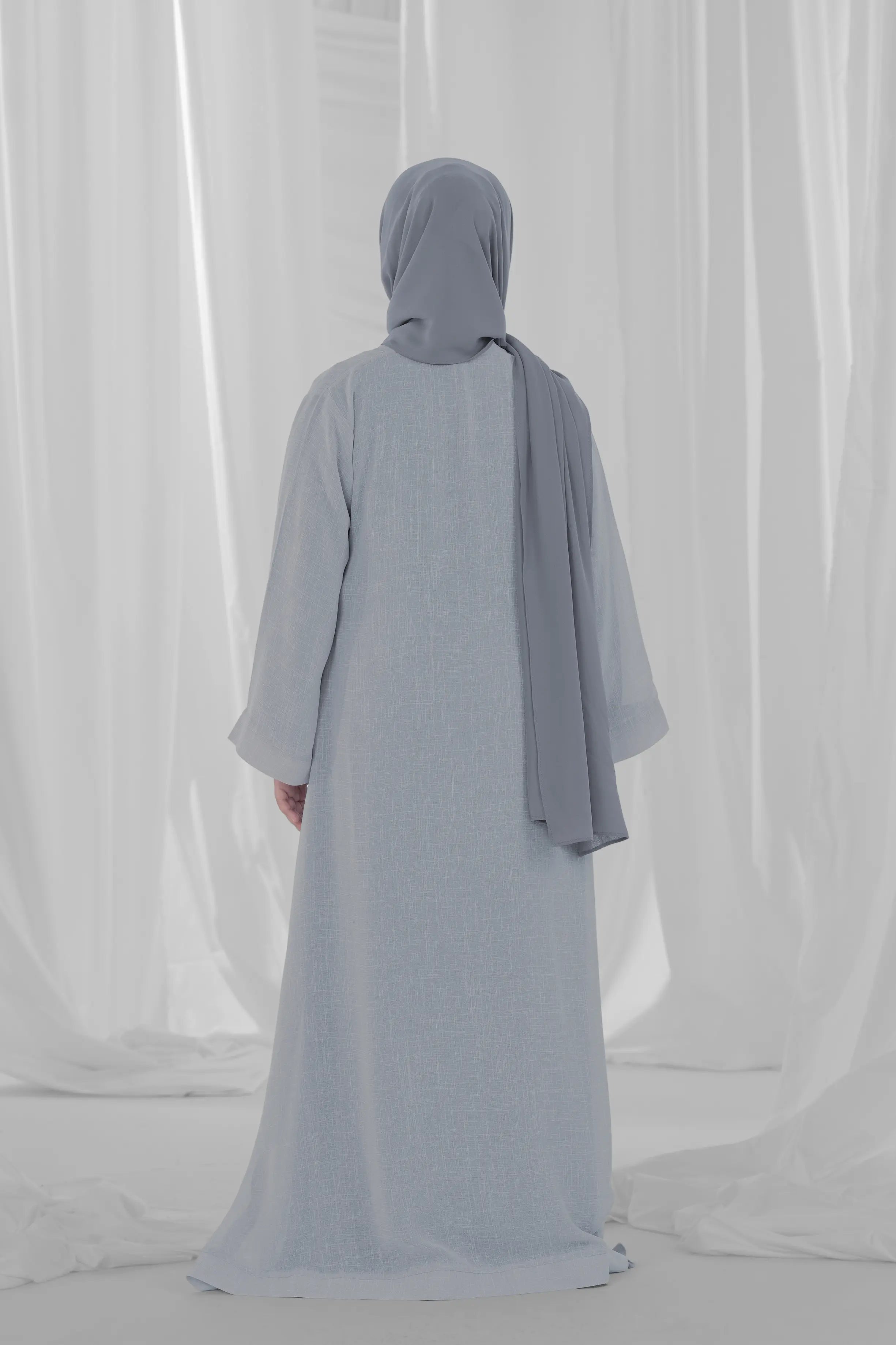 light grey kid abaya