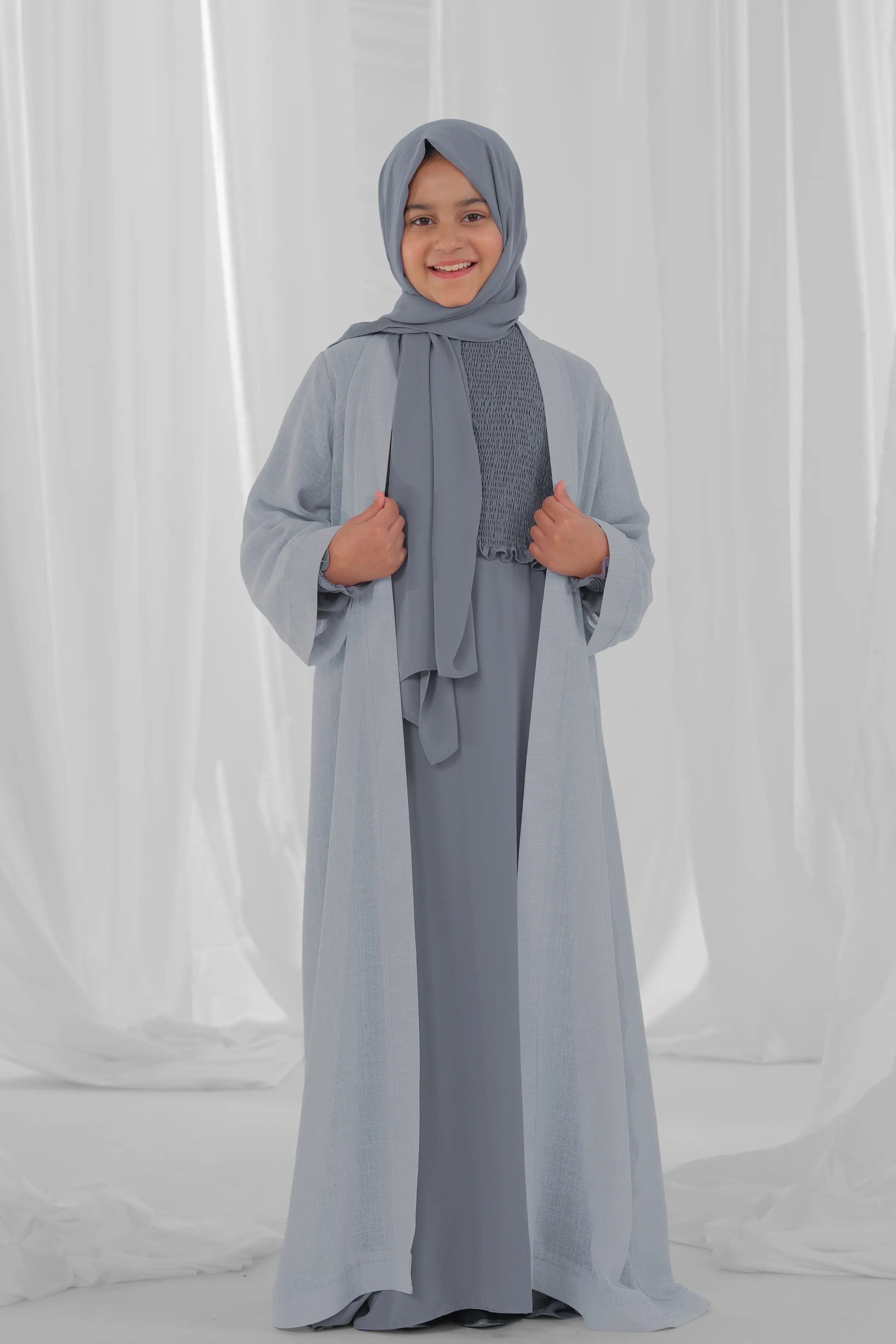 light grey kid abaya-3