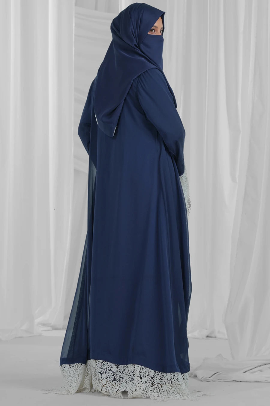 midnight blue and white abaya 3