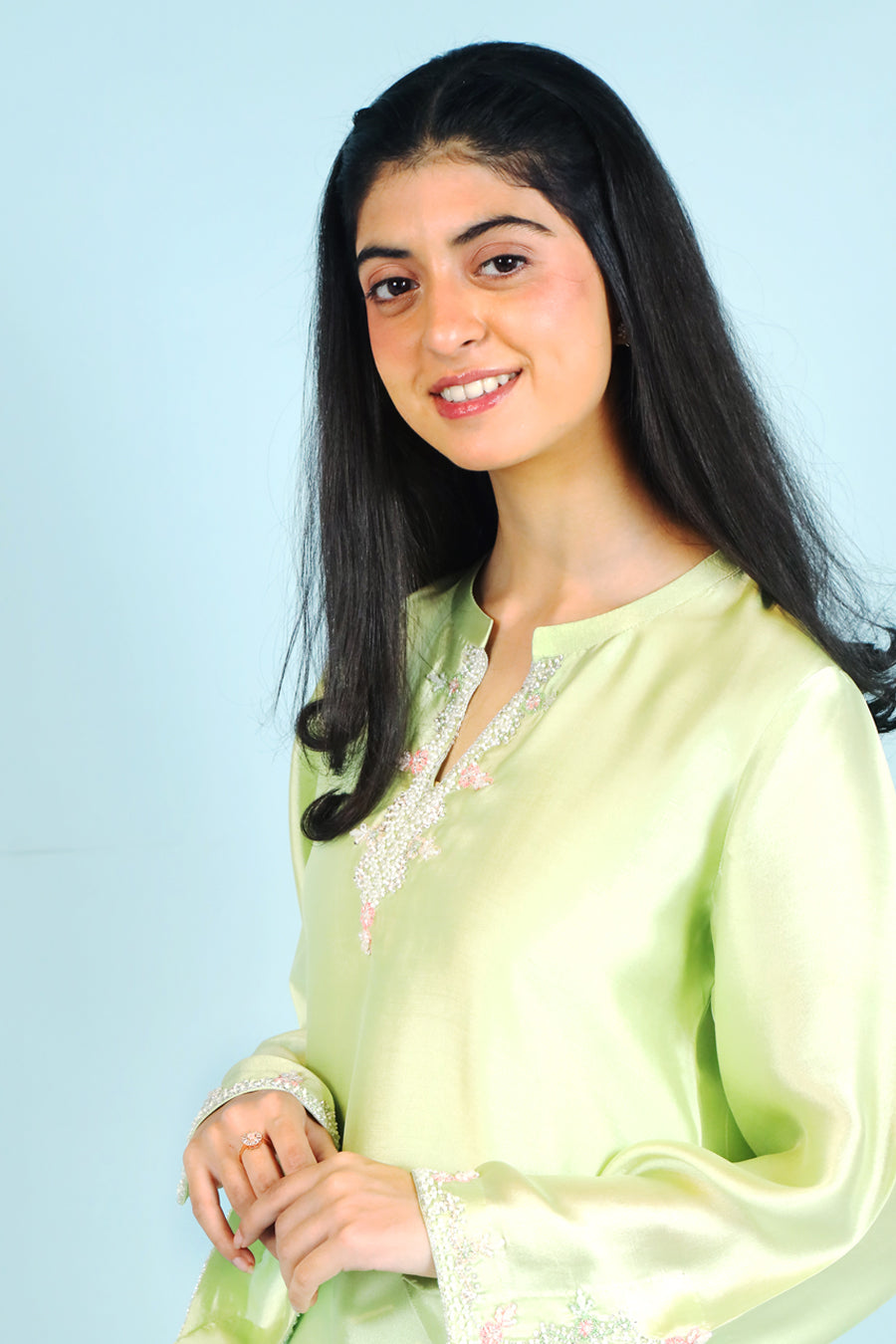 Mint Serenity Embroidered Casual Suit