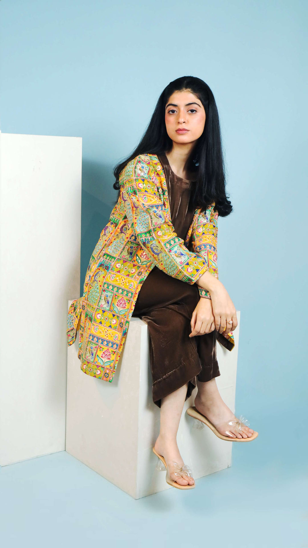 Mustard Mosaic Jacket Set