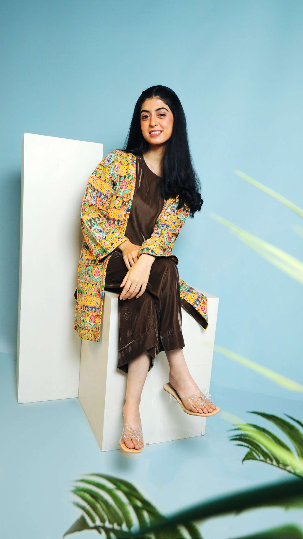 Mustard Mosaic Jacket Set
