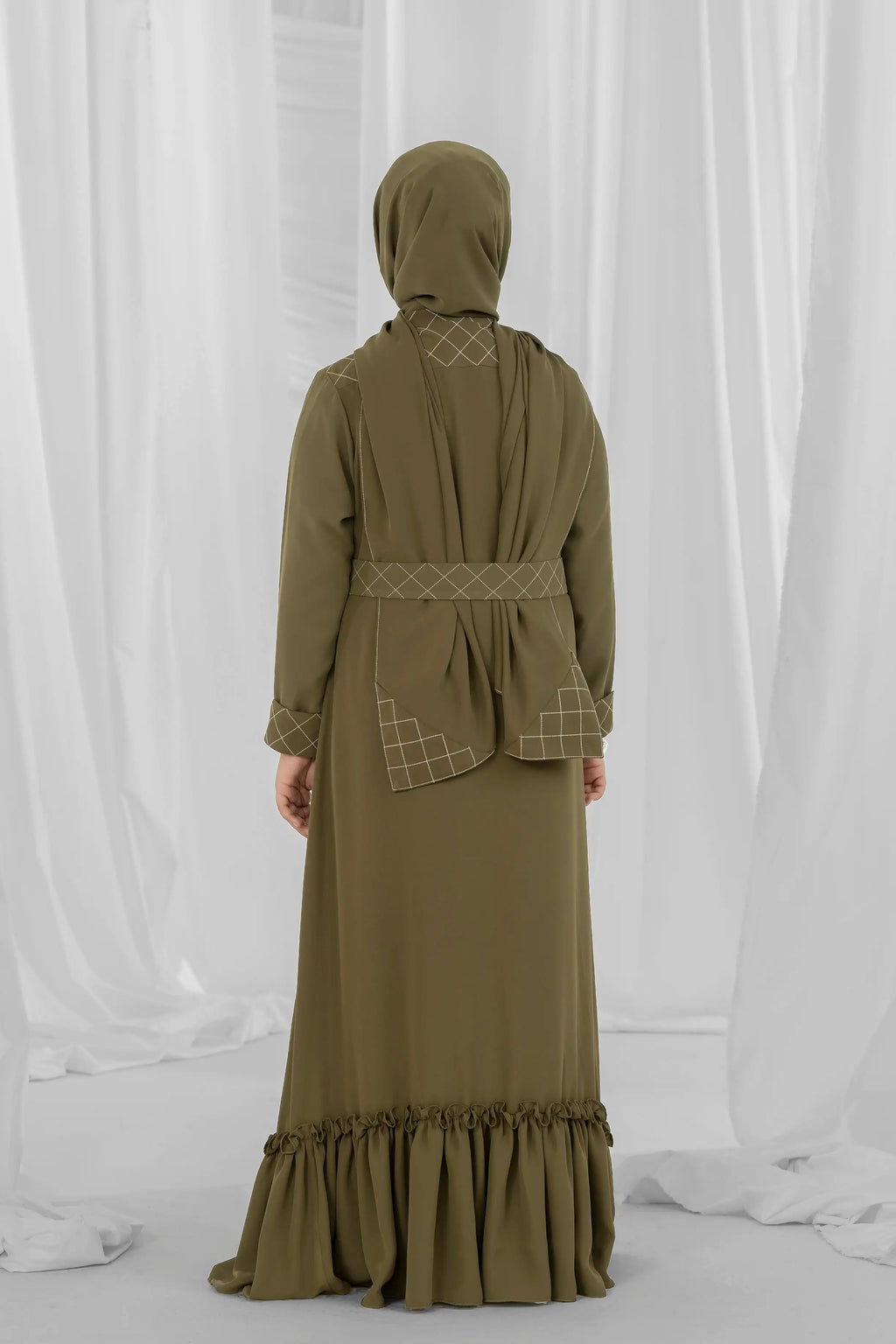 olive green abaya for kid-2
