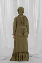 olive green abaya for kid-2