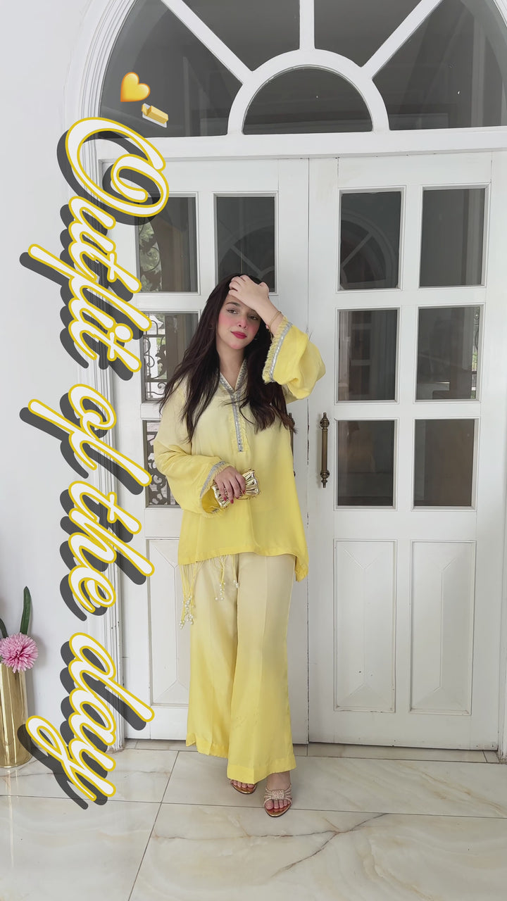 Noor-e-Zeest - Lemon Glow Pearl Tunic Set