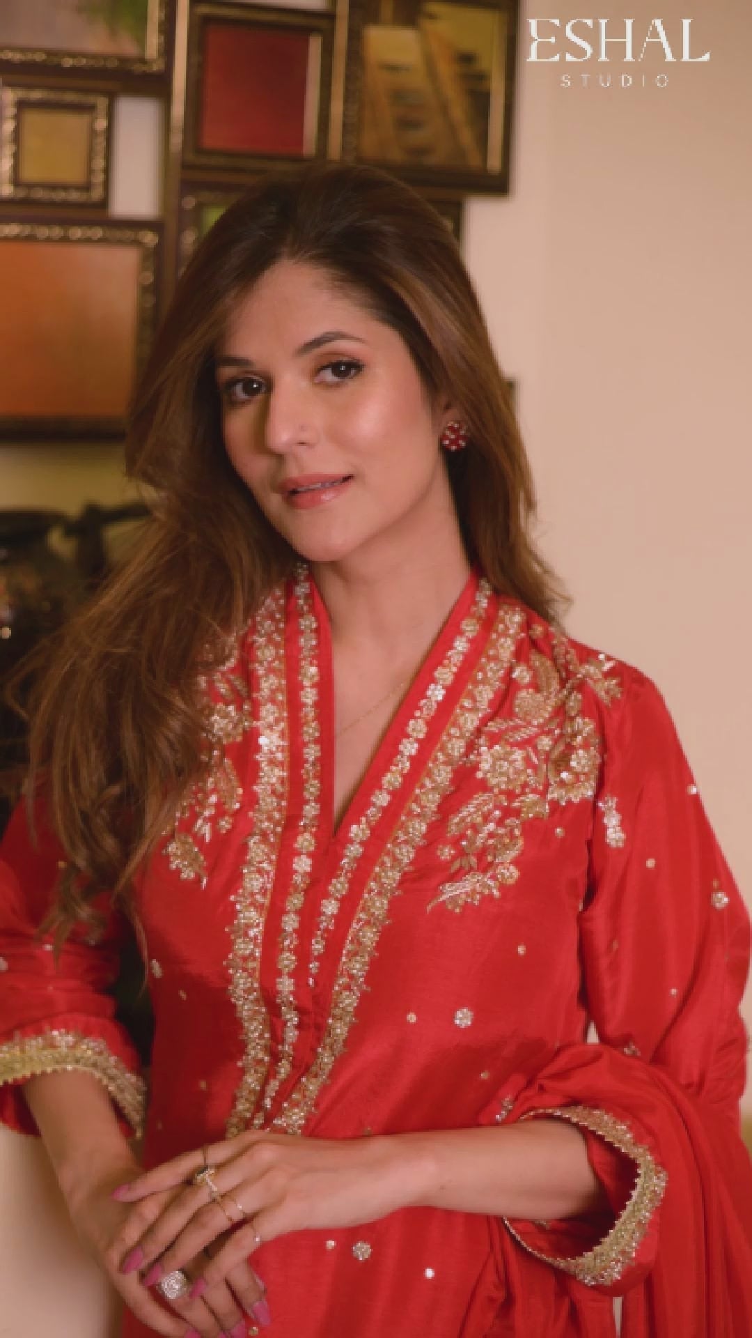 Radiant Red Embroidered Suit