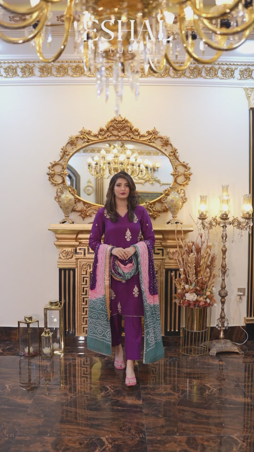 Royal Radiance - Bandhani Inspired Purple Set